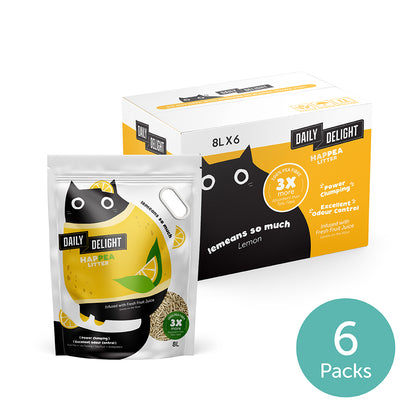 Daily Delight Happea Litter Excellent Odor Control, Power Clumping and no Dust Pea Litter Lemon Scent Carton Deal
