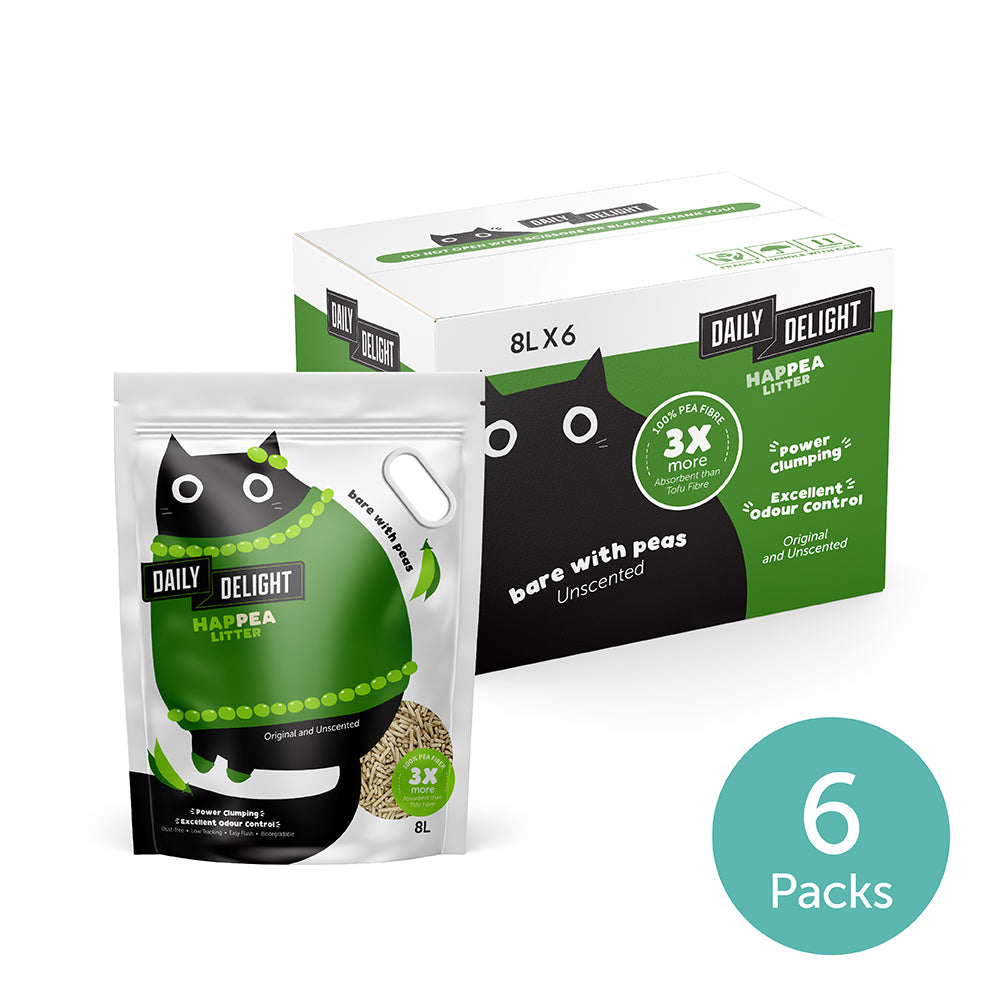 Daily Delight Happea Litter Excellent Odor Control, Power Clumping and no Dust Pea Litter Original Pea Scent Carton Deal