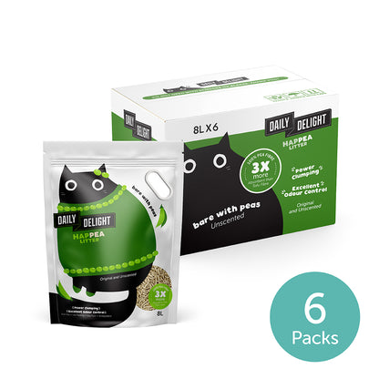 Daily Delight Happea Litter Excellent Odor Control, Power Clumping and no Dust Pea Litter Original Pea Scent Carton Deal